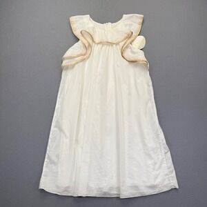 Chloe Kids Off White Ruffle Sleeveless Dress Gold Trim Size 12 C12720 SS19